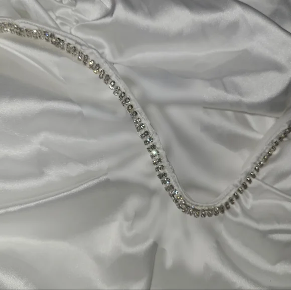 White Rhinestones Mini Dress Size Large - Picture 4 of 5